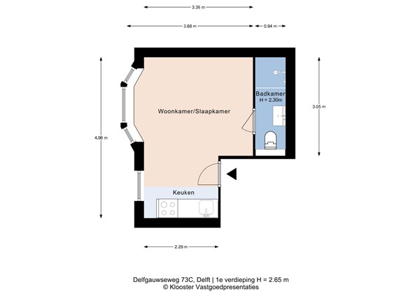 Plattegrond - Delfgauwseweg 73C, 2628 EJ Delft - 1e Verdieping.jpg